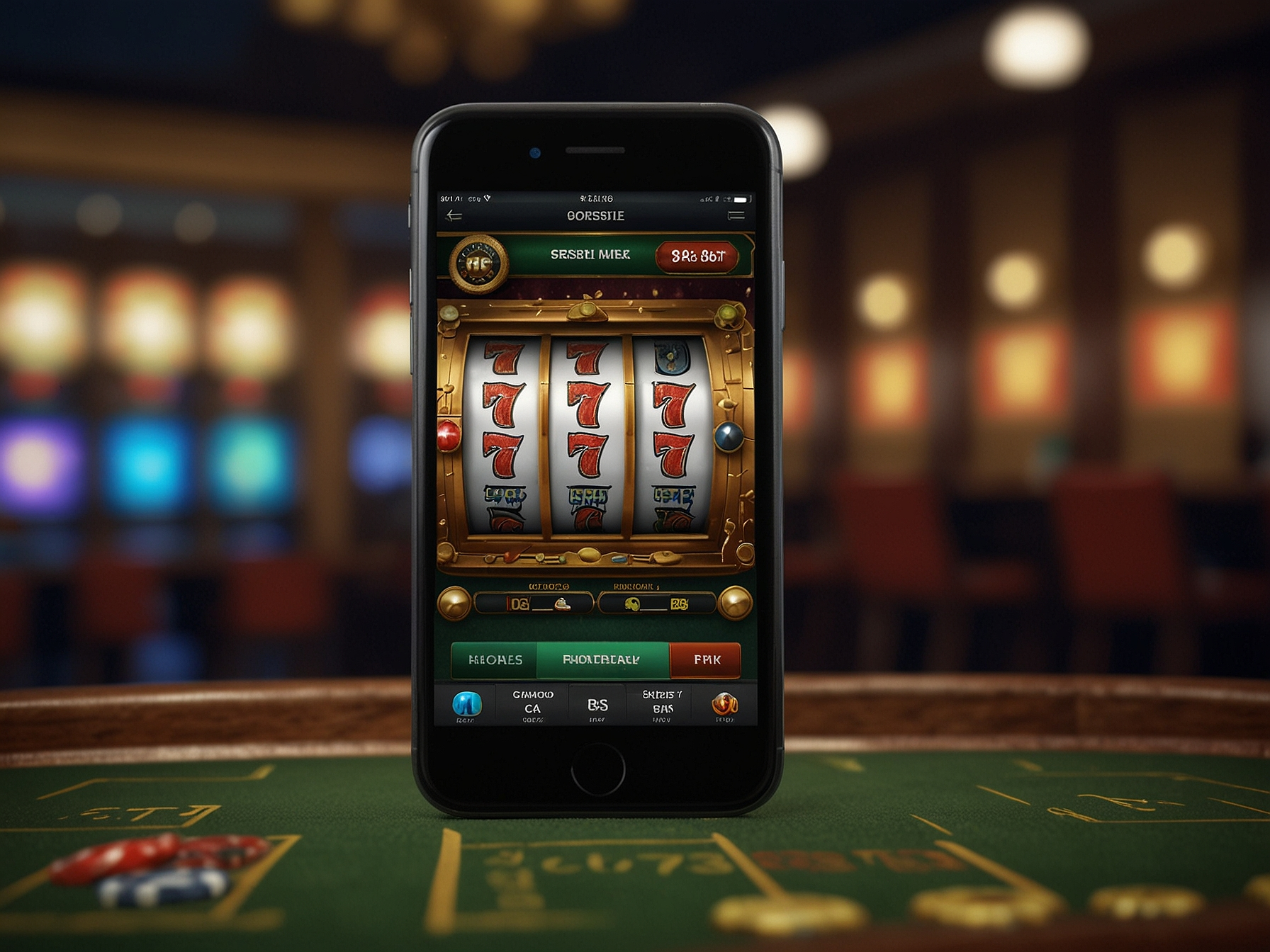 Mobile app on smartphone with game thumbnails